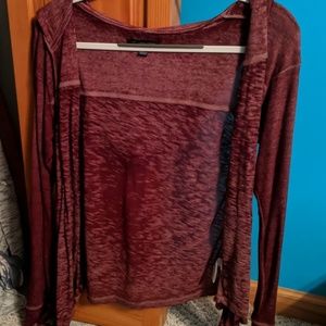 Cozy maroon hooded cardigan